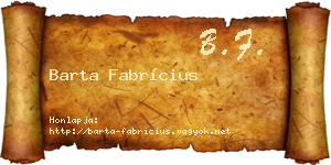 Barta Fabrícius névjegykártya