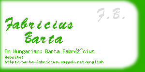 fabricius barta business card